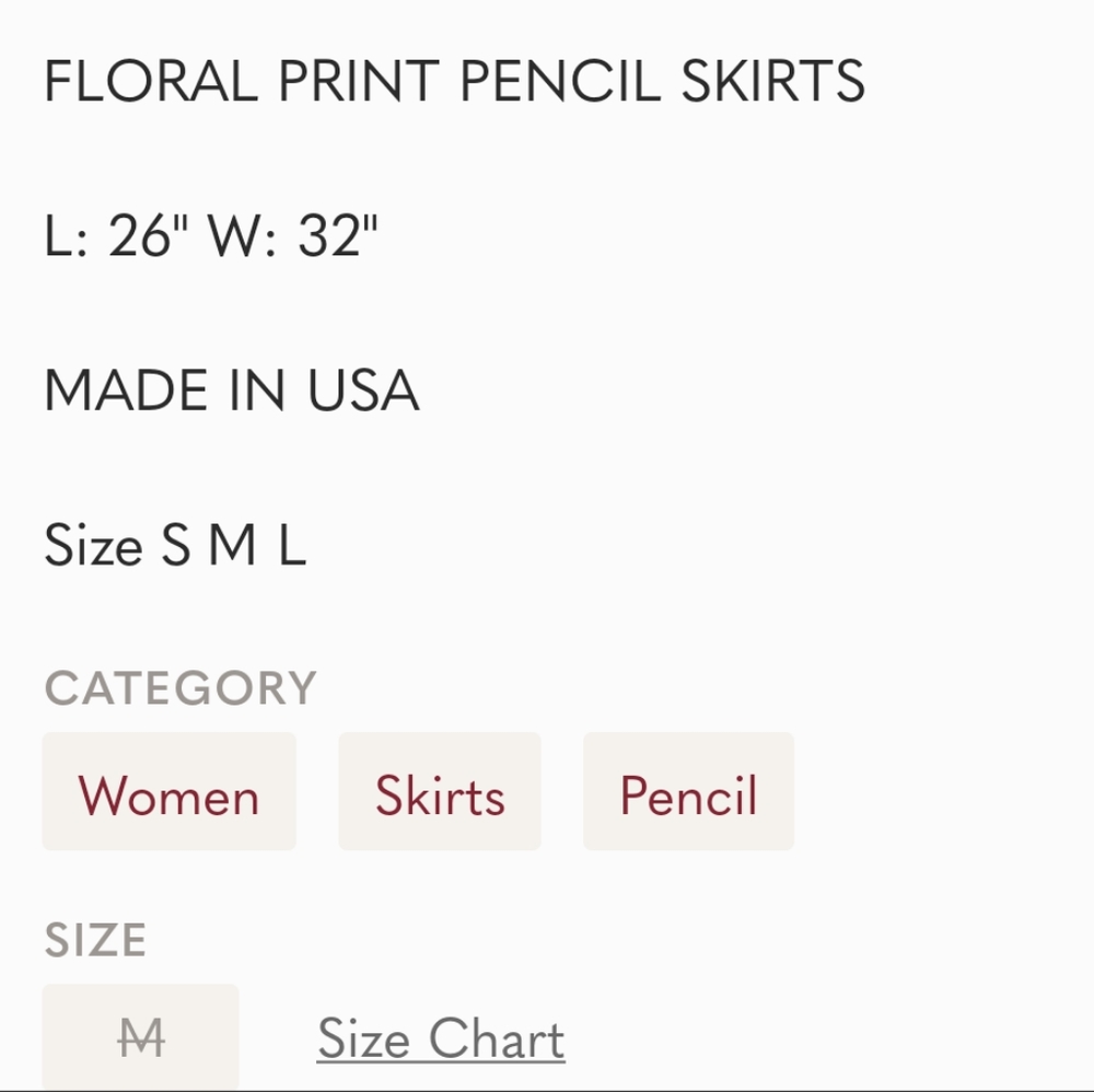 FLoral Pencil Skirt, Sz M - Picture 5 of 5